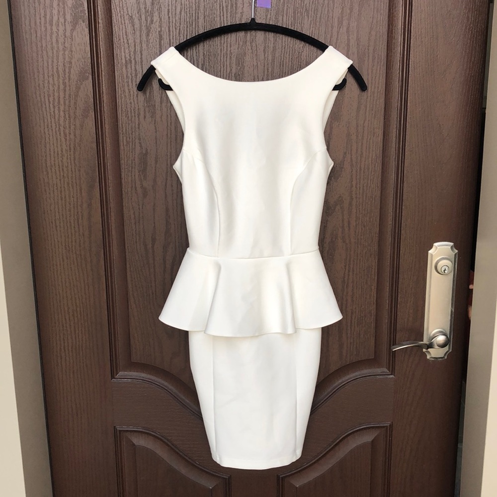 Topshop White Peplum Bodycon Dress Elegant Cocktail Party Pencil Dress US 2